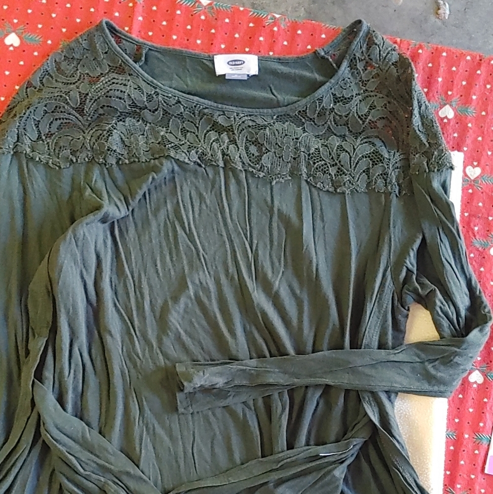 Army green shirt with lace
